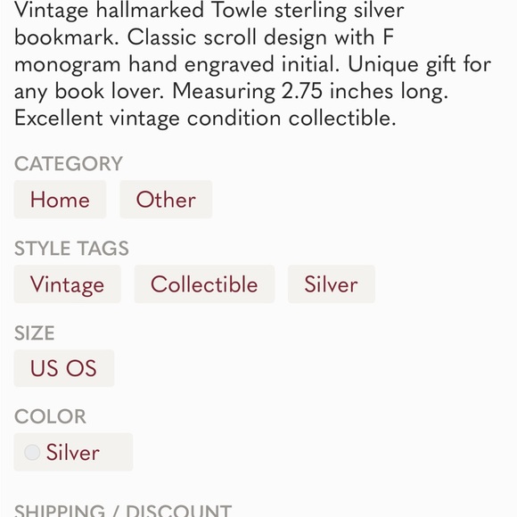 Vintage Towle Sterling Silver Bookmark F - Picture 10 of 10